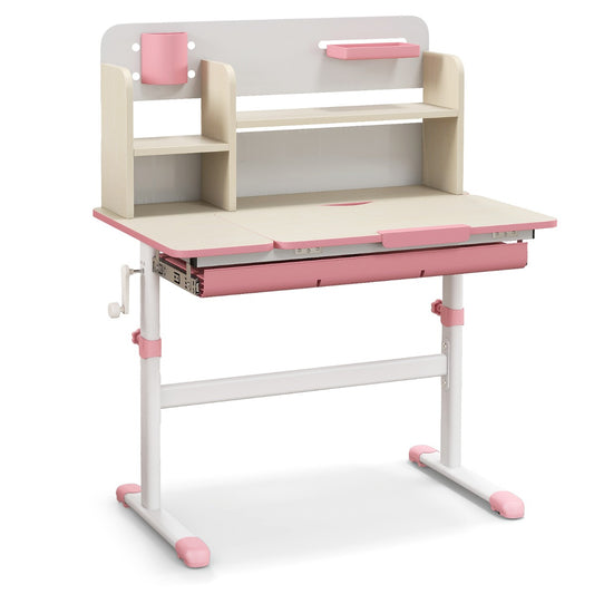 Pink Height Adjustable Kids Desk | Tilt Desktop 0-60° Ages 3-12