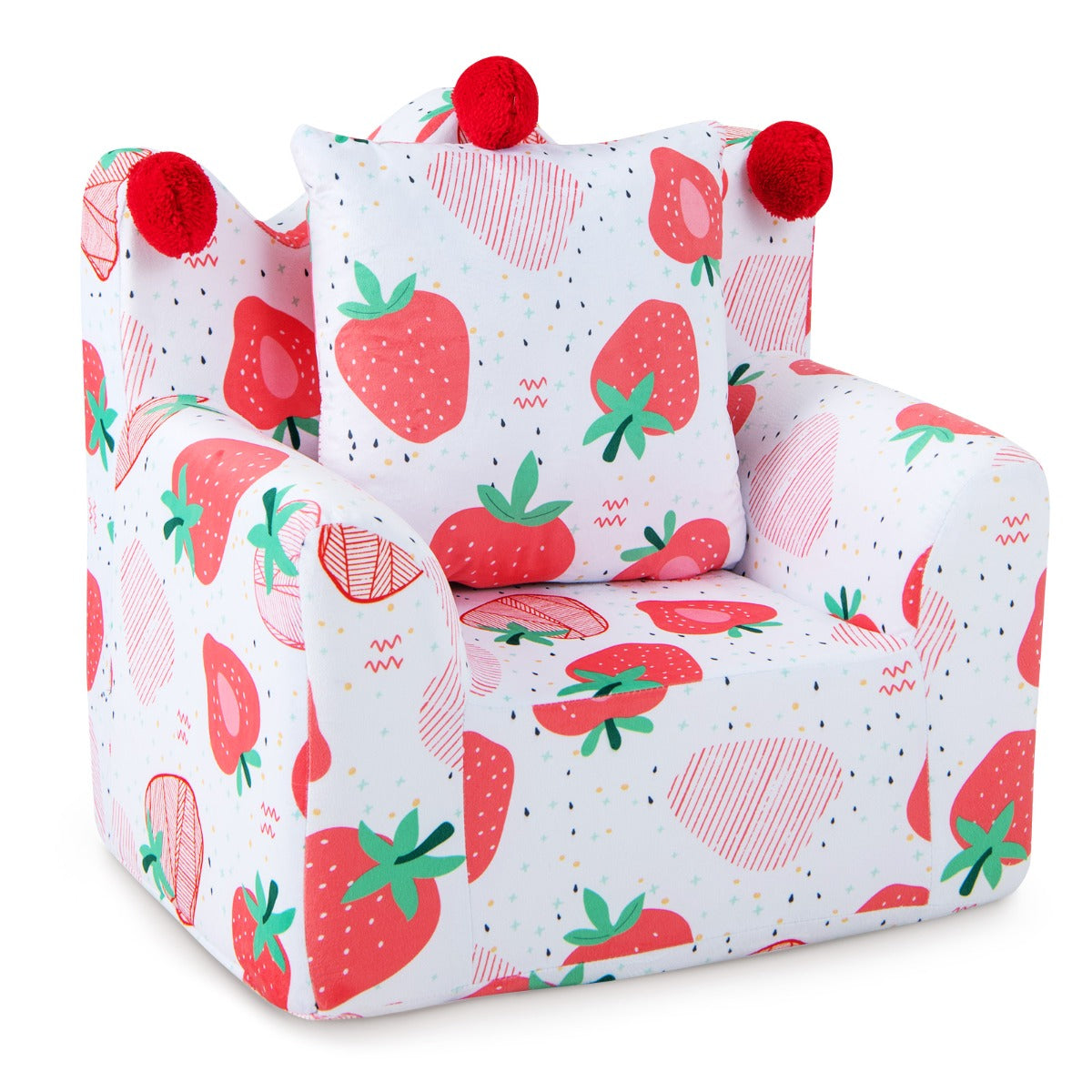 Strawberry Crown Kids Sofa | Soft Velvet Toddler Chair