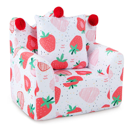 Strawberry Crown Kids Sofa | Soft Velvet Toddler Chair