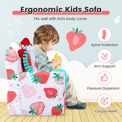 Strawberry Crown Kids Sofa | Soft Velvet Toddler Chair