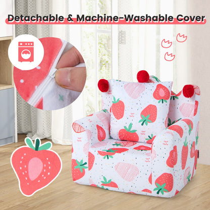 Strawberry Crown Kids Sofa | Soft Velvet Toddler Chair