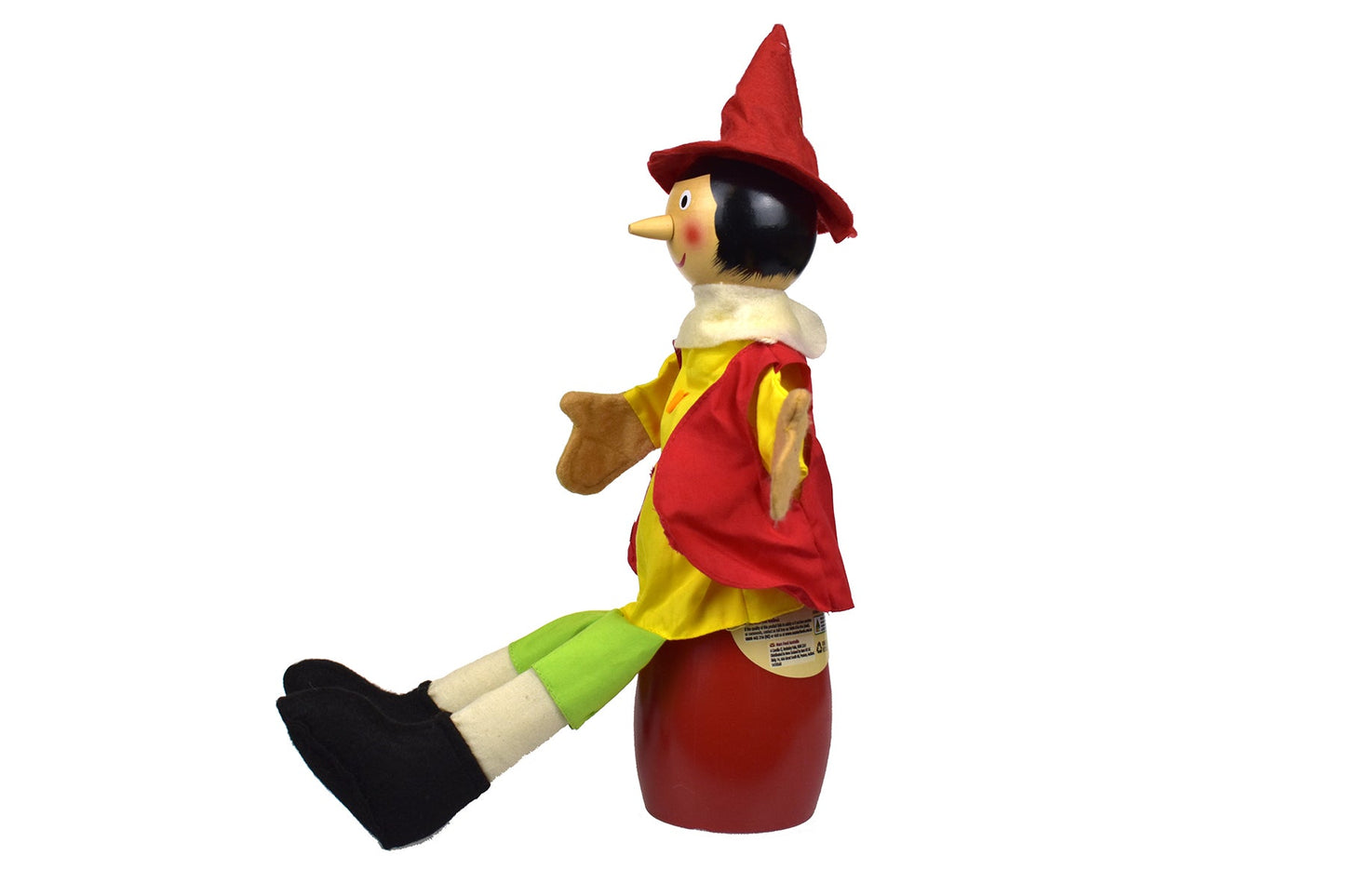 Colorful Pinocchio hand puppet toy for storytelling fun and imaginative play at home.