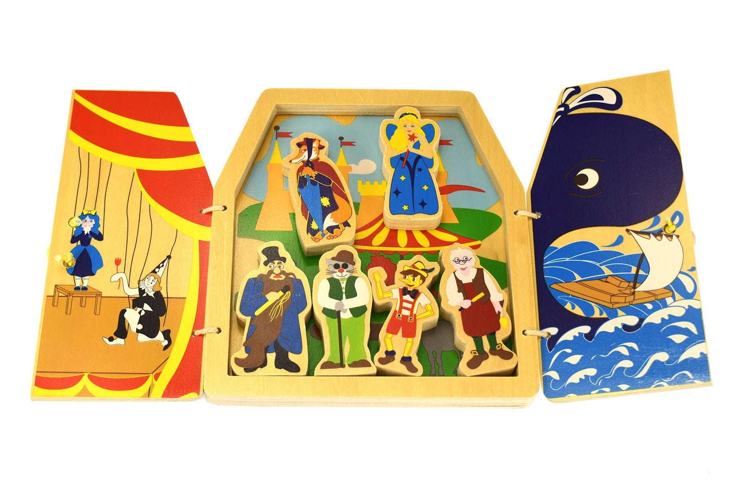 Pinocchio Storytelling Wooden Book Play Set | Interactive and educational toy for imaginative play.