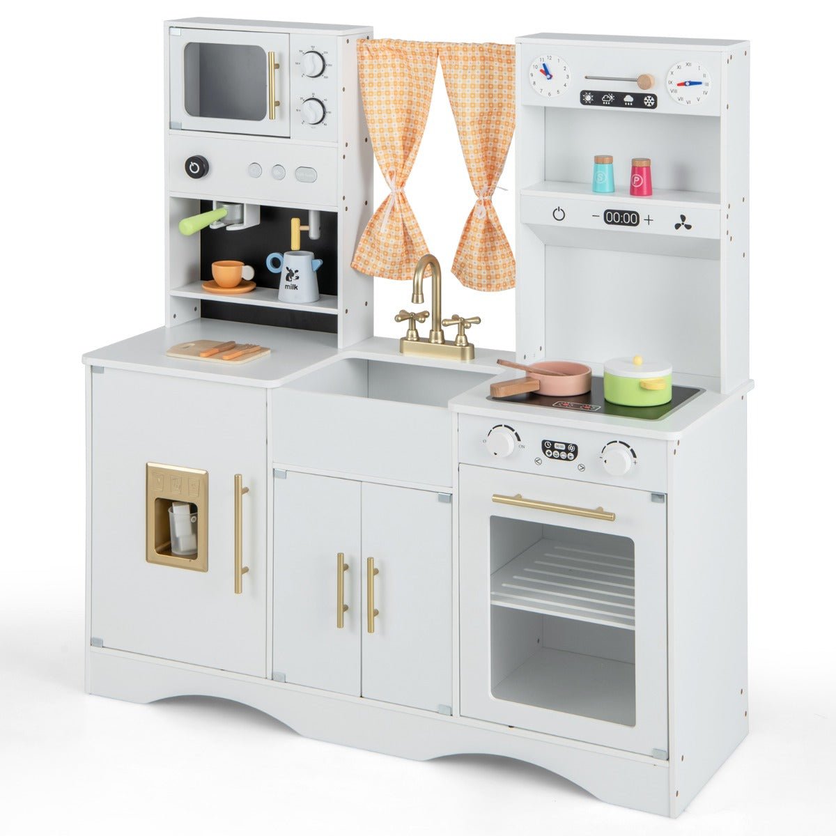 Play Chef's Modern Kitchen Set with Fridge, Coffee Machine White - Kids Mega Mart