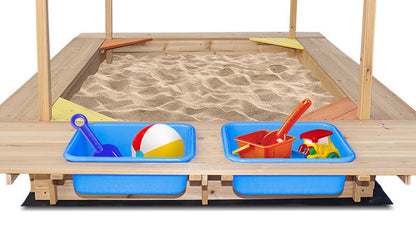 Lifespan Kids Playfort Sandpit | Blue/White Stripe design, with canopy - perfect for backyard fun.