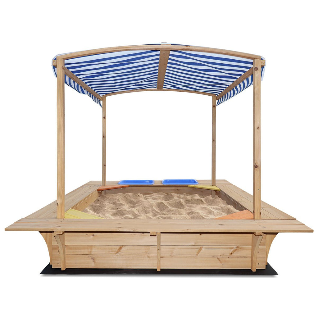 Lifespan Kids Playfort Sandpit with Canopy | Blue and White Stripe