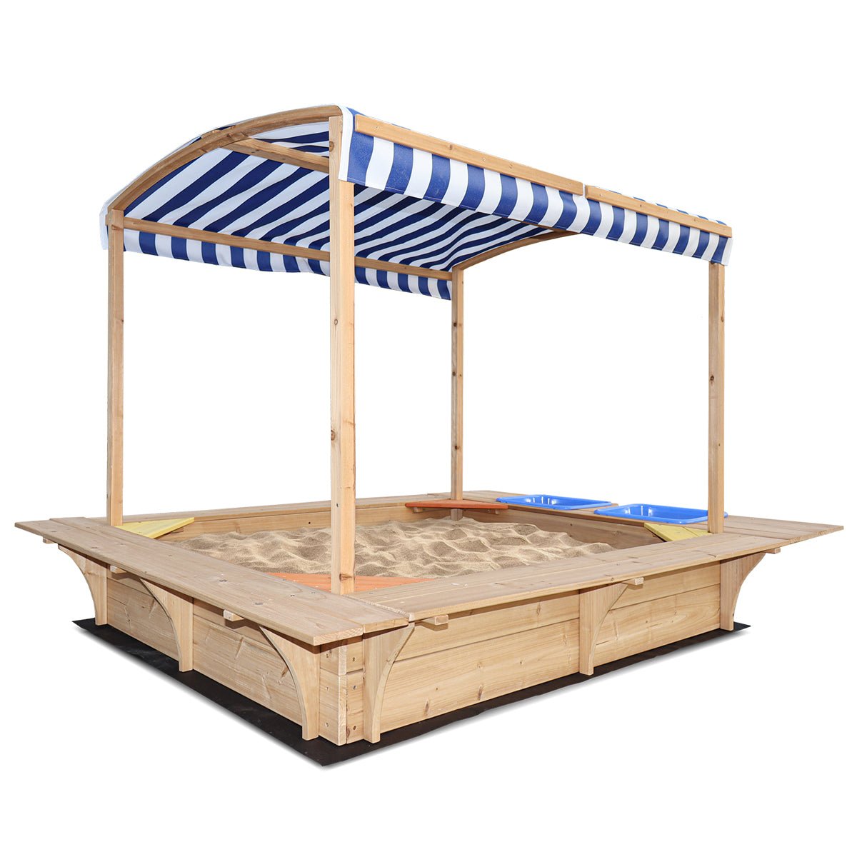 Lifespan Kids Playfort Sandpit with Canopy in Blue and White Stripe | Perfect backyard play area