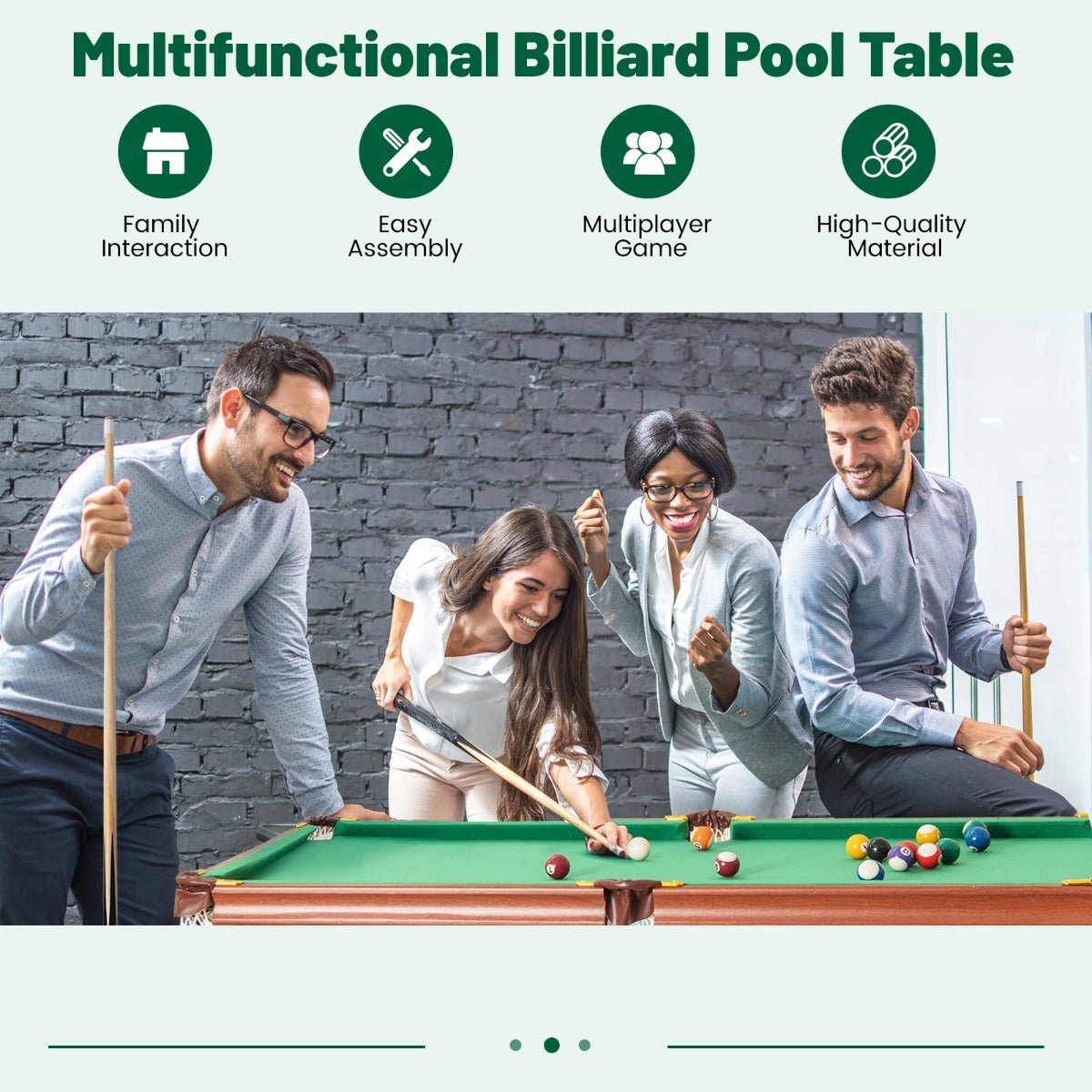 Compact folding pool table for family game nights, ideal for kids home entertainment.