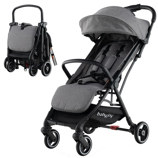 Dark Grey Gravity Folding Baby Stroller | Lightweight, Portable design for easy home transport.