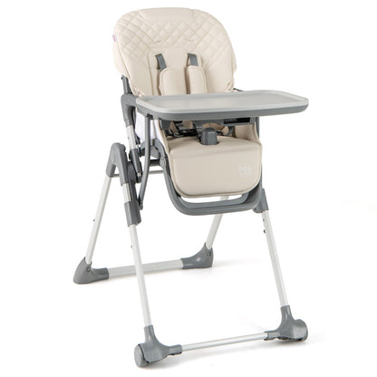 Portable Adjustable Highchair | Beige Multi-Use Seat with Wheels