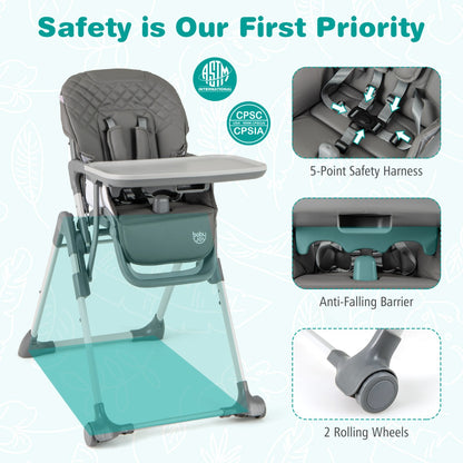 Portable Adjustable Highchair | Grey Multi-Position Comfort Seat