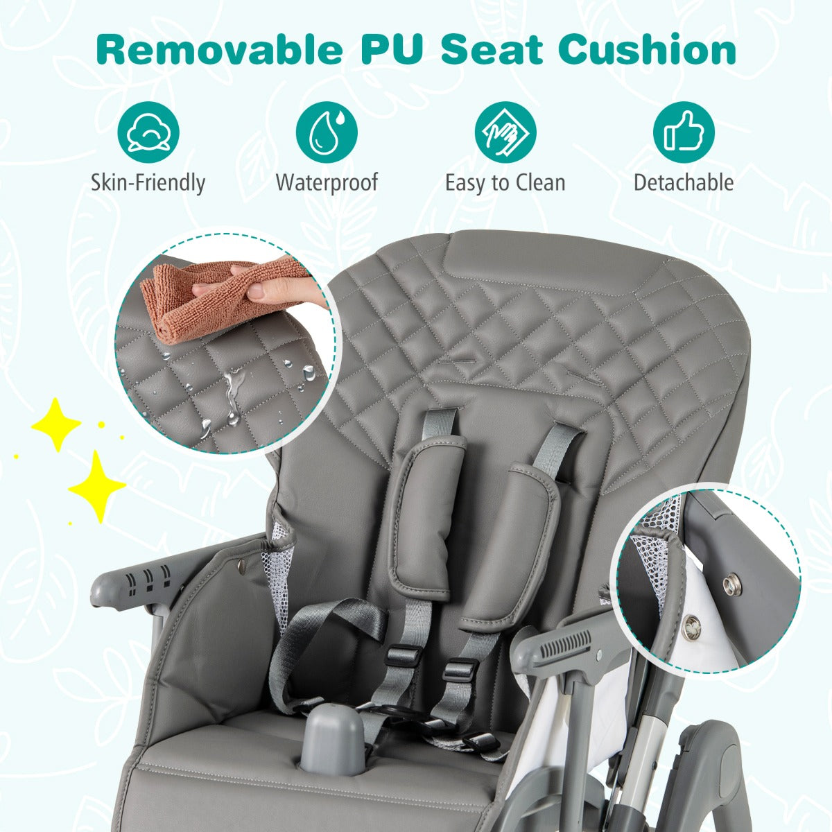 Portable Adjustable Highchair | Grey Multi-Position Comfort Seat