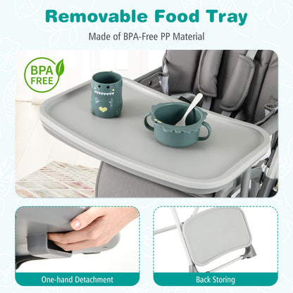 Portable Adjustable Highchair | Grey Multi-Position Comfort Seat