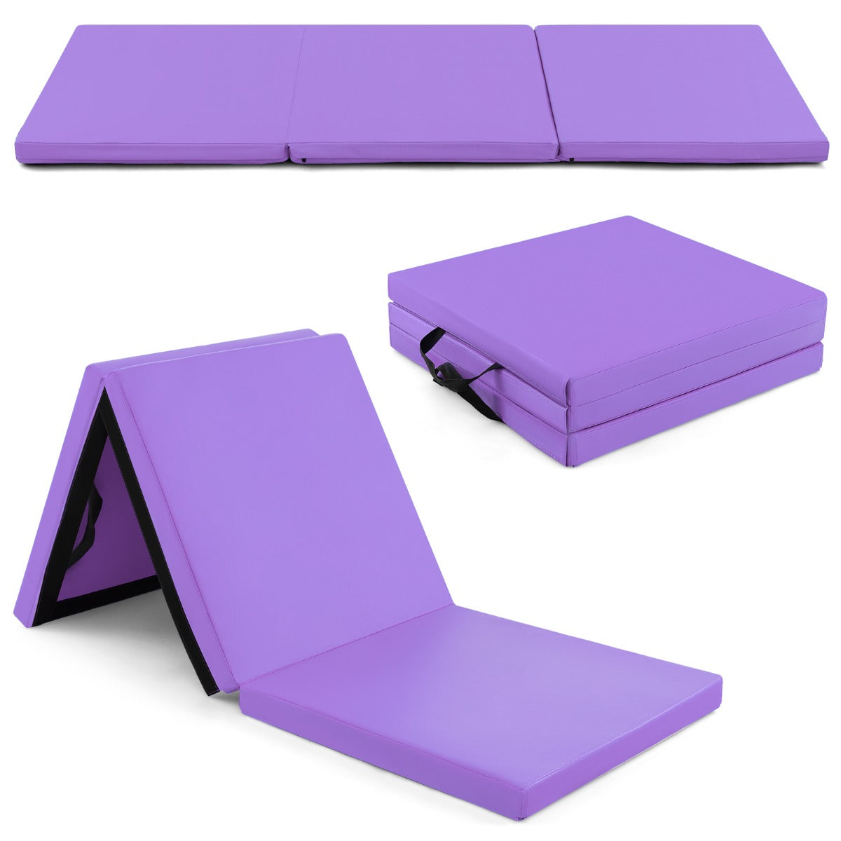 Portable 3 Fold Tumbling Mat | Purple EPE Filler Comfort