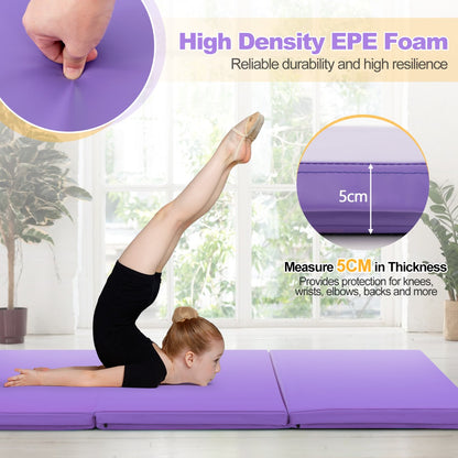 Portable 3 Fold Tumbling Mat | Purple EPE Filler Comfort
