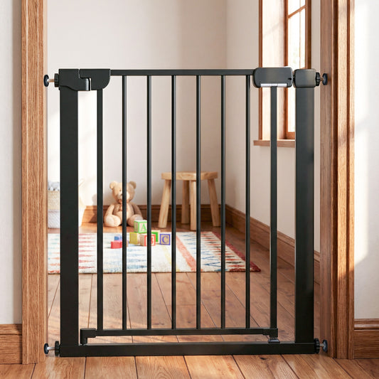 Black Auto Close Door Gate | One-Handed Operation | 75-82cm