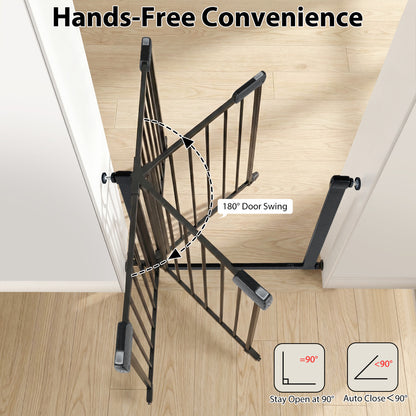 Black Auto Close Door Gate | One-Handed Operation | 75-82cm