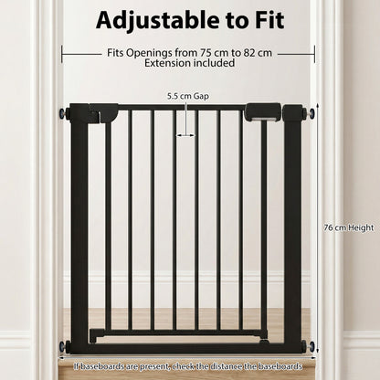 Black Auto Close Door Gate | One-Handed Operation | 75-82cm