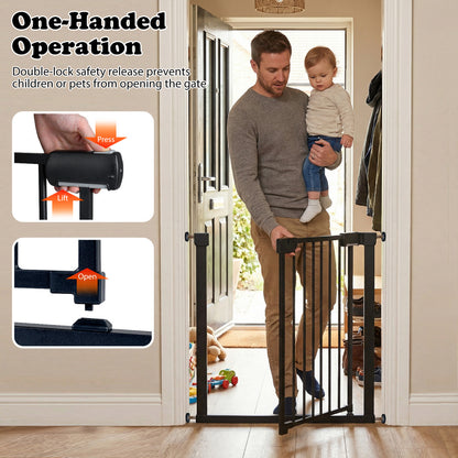 Black Auto Close Door Gate | One-Handed Operation | 75-82cm