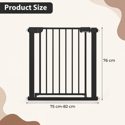 Black Auto Close Door Gate | One-Handed Operation | 75-82cm