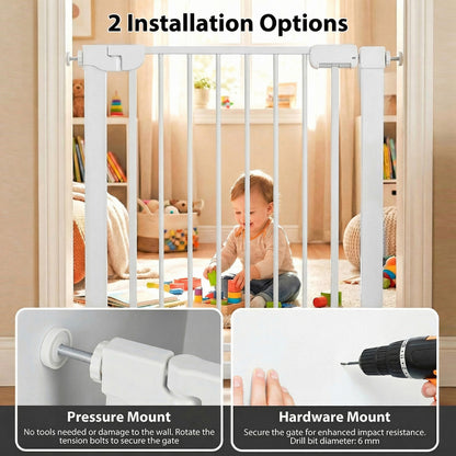 White Auto Close Door Gate | One-Handed Operation 75-82cm