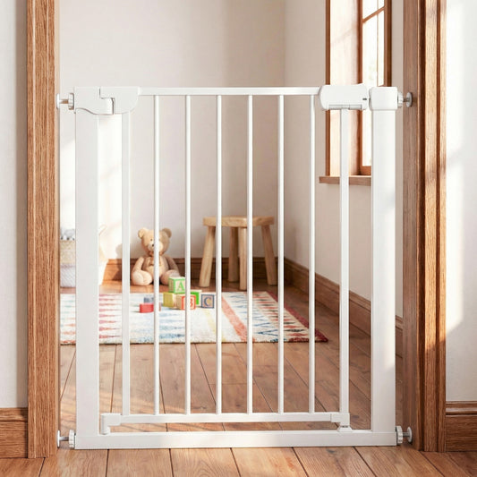 White Auto Close Door Gate | One-Handed Operation 75-82cm