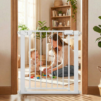 White Auto Close Door Gate | One-Handed Operation 75-82cm