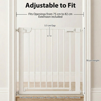 White Auto Close Door Gate | One-Handed Operation 75-82cm