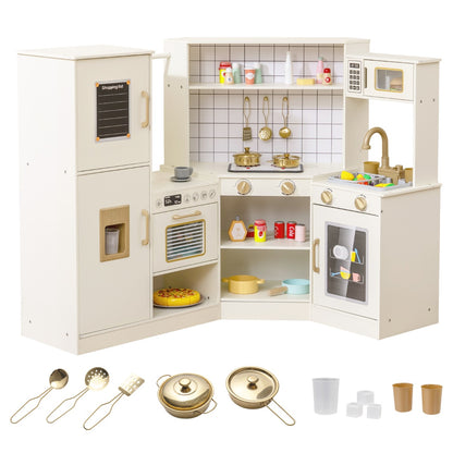 Corner Kitchen Playset | Beige Water Faucet Ice Dispenser Fun