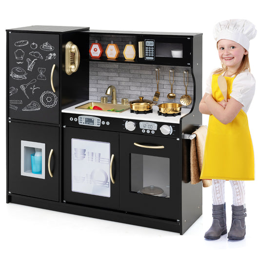 Black Kids Kitchen Playset | Sound Effects & Accessories