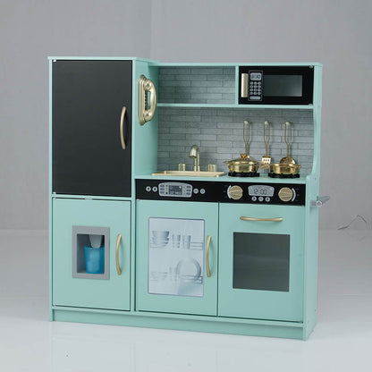 Pretend Play Kitchen with Accessories and Simulated Sounds-Green