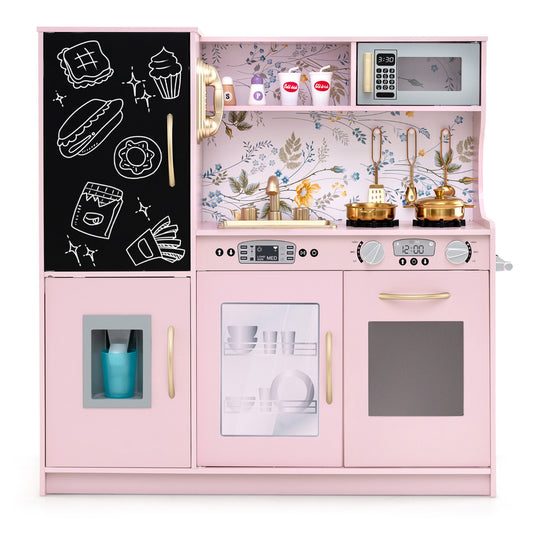 Light Pink Kids Play Kitchen | Sound Effects & Accessories