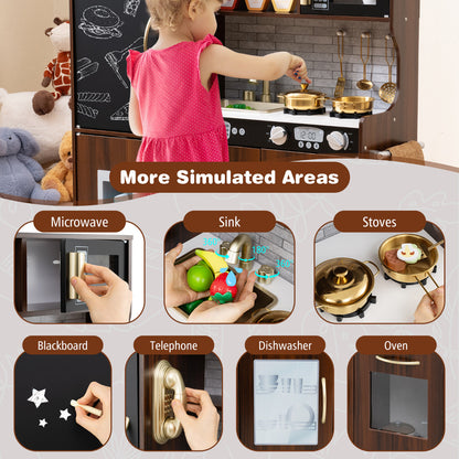 Brown Kitchen Playset | Sounds & Accessories | Toddler Toy