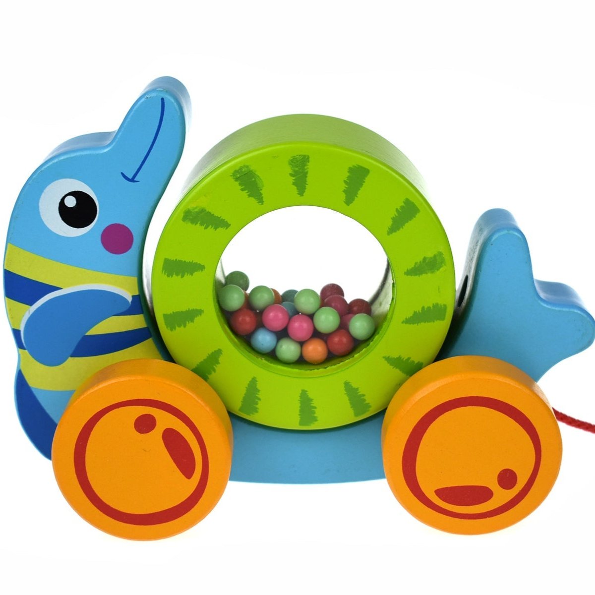 Colorful pull along toy dolphin for imaginative play, perfect for home fun and learning.