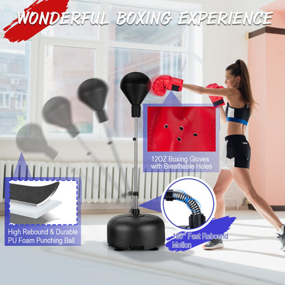 Black Adjustable Height Punching Bag Stand | 4 Position Family