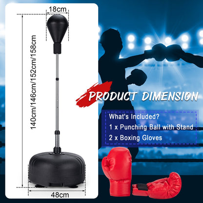 Black Adjustable Height Punching Bag Stand | 4 Position Family