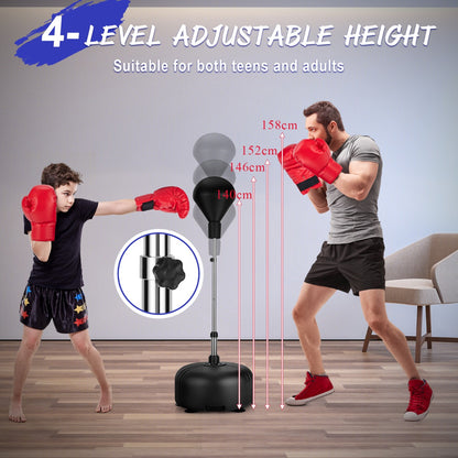 Black Adjustable Height Punching Bag Stand | 4 Position Family