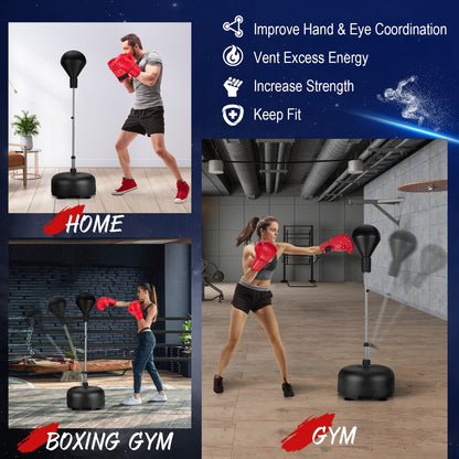 Black Adjustable Height Punching Bag Stand | 4 Position Family