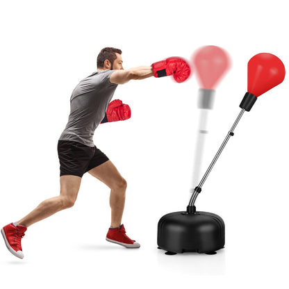 4 Height Adjustable Red Punching Bag | Freestanding Boxing Set