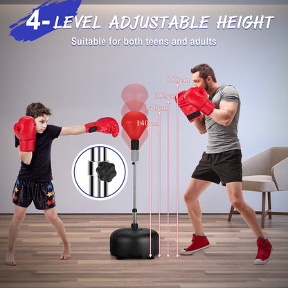 4 Height Adjustable Red Punching Bag | Freestanding Boxing Set
