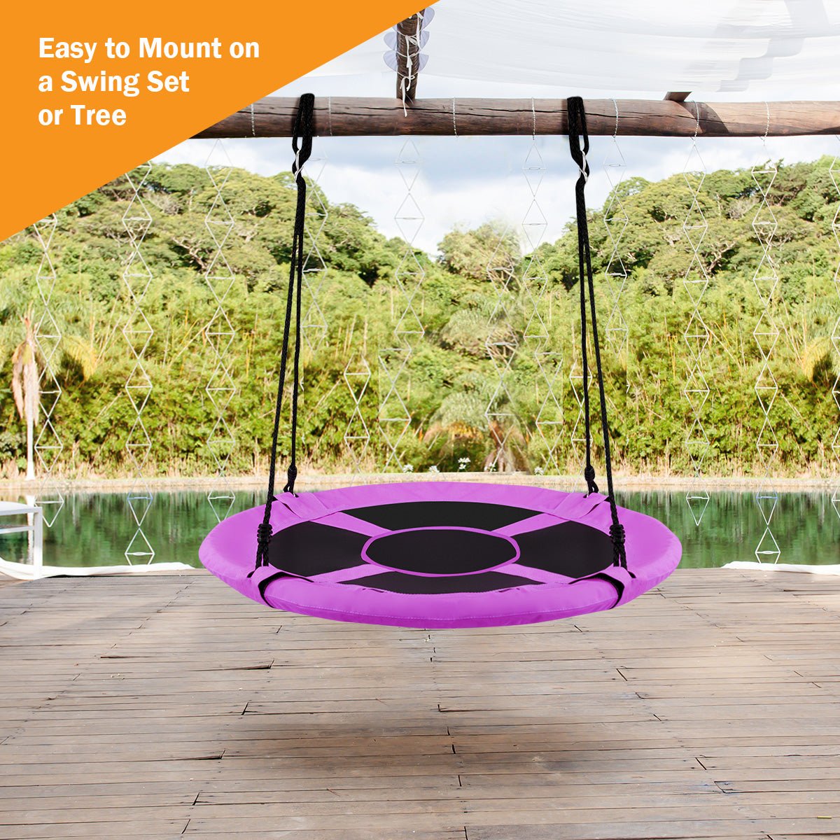Purple Flying Saucer Tree Swing Seat for Kids - 100cm - Kids Mega Mart
