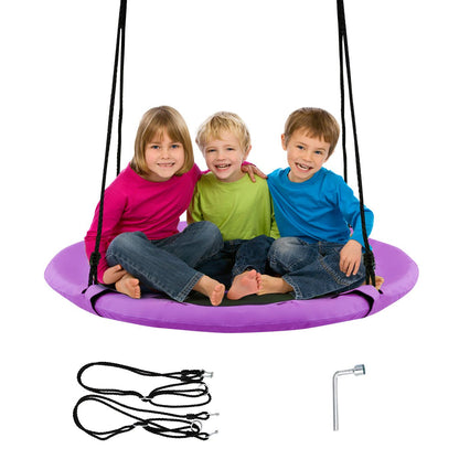 Purple Flying Saucer Tree Swing for Kids - 100cm Giant Seat, perfect for backyard fun.