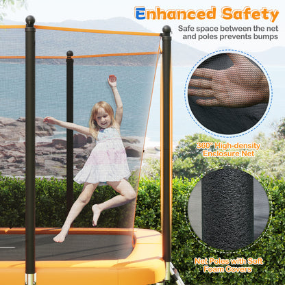 Orange Rectangle Trampoline 10x8ft | Basketball Hoop & Goals