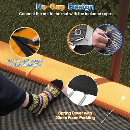 Orange Rectangle Trampoline 10x8ft | Basketball Hoop & Goals