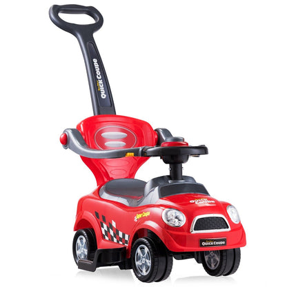 Red 3-in-1 Toddler Ride-On Push Car with Safety Features for interactive indoor play.