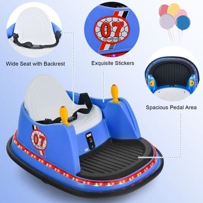 Navy blue 12V ride-on bumper car with remote control offers thrilling, safe entertainment for children at home or outdoors