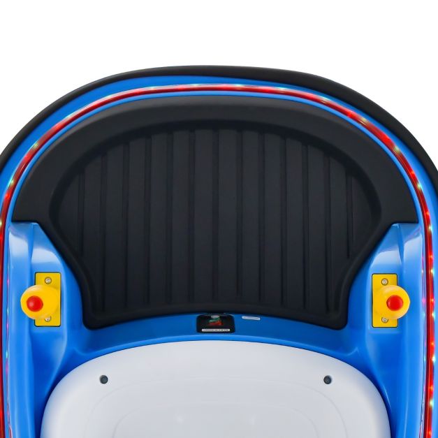 Navy blue 12V electric bumper car for kids features remote control operation and comfortable ride-on design for