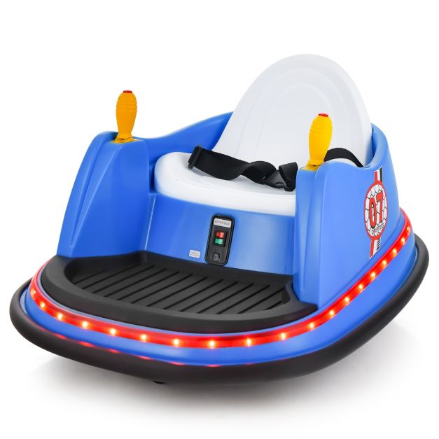 Navy blue 12V electric bumper car for kids features remote control operation and exciting ride-on fun