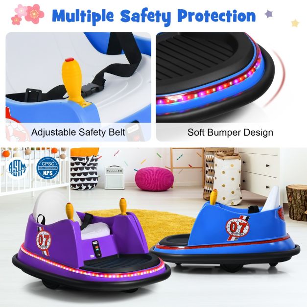 Navy blue 12V kids bumper car with remote control offers thrilling rides and safe, electric-powered fun