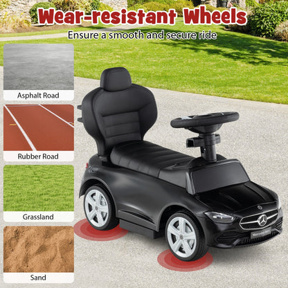 3 In 1 Ride On Push Car | Black Convertible Mercedes-Benz Style